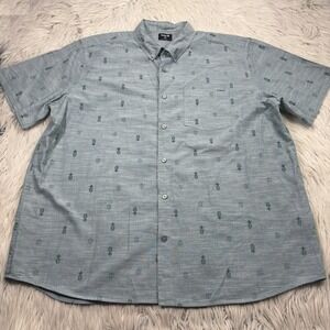 Hurley Men's XXL Green Pineapple Print Short Sleeve Button Down Shirt Resort